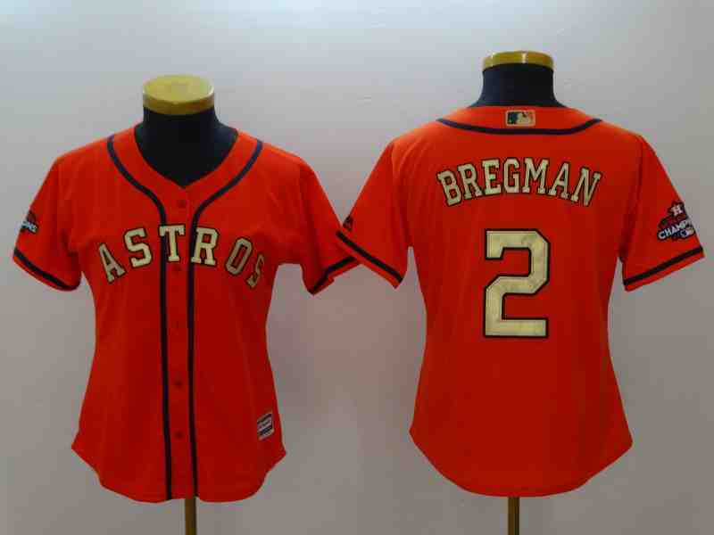 Women's Houston Astros #2 Alex Bregman Orange Gold version MLB Jerseys