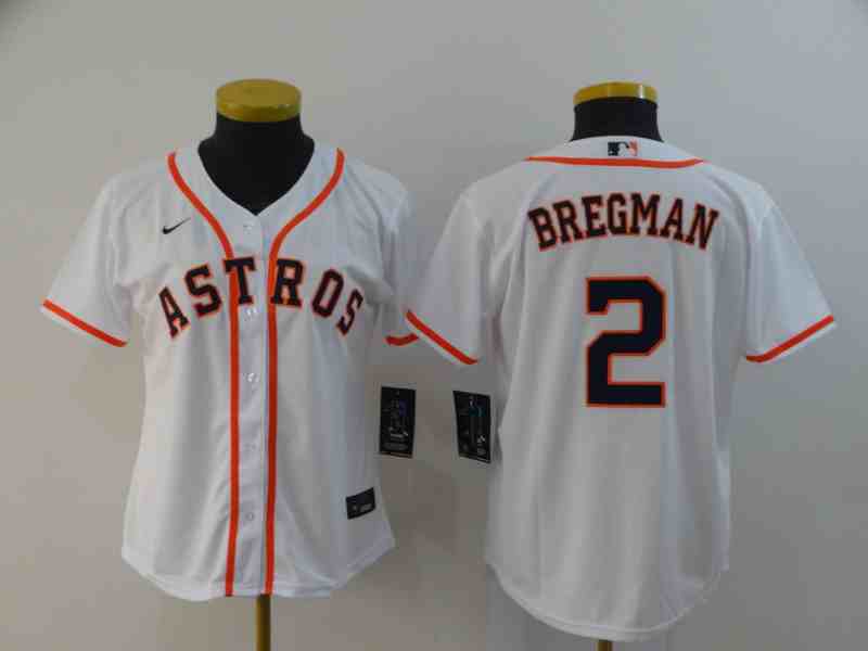 Women's Houston Astros #2 Alex Bregman White Women 2020 Nike Cool Base Jersey