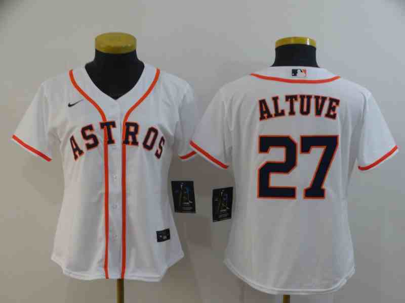 Women's Houston Astros #27 Jose Altuve White Women 2020 Nike Cool Base Jersey