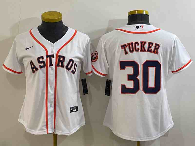 Women's Houston Astros #30 Kyle Tucker White Stitched MLB Cool Base MLB Jersey