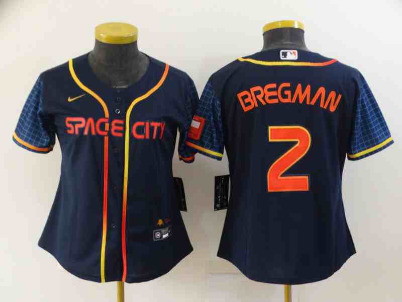 Women's Houston Astros #2 Alex Bregman  Navy Blue City Connect Cool Base Stitched Jersey