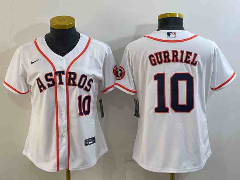 Women's Houston Astros #10 Yuli Gurriel White Stitched MLB Cool Base Nike Jersey1