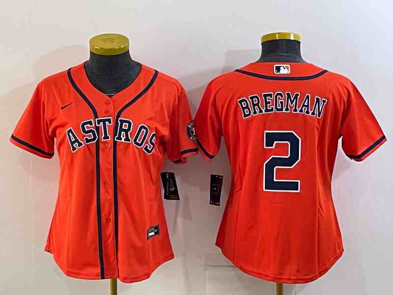 Women's Houston Astros #2 Alex Bregman Orange Stitched MLB Cool Base Nike Jersey