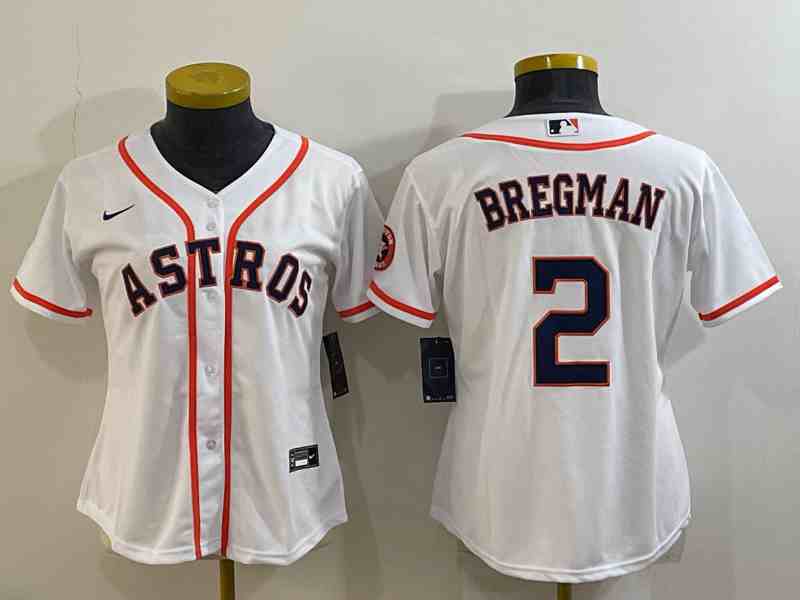Women's Houston Astros #2 Alex Bregman White Stitched MLB Cool Base MLB Jersey