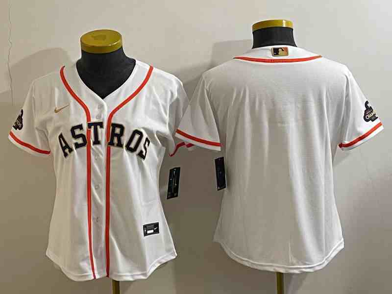 Women's Houston Astros Blank White With Patch Stitched MLB Cool Base Nike Jersey