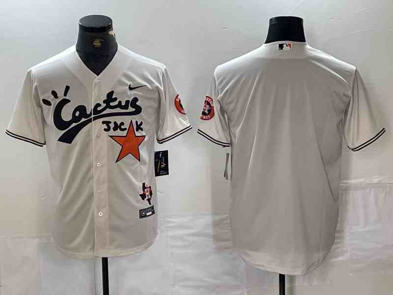 Men's Houston Astros Blank Cream Cactus Jack Cool Base Jersey