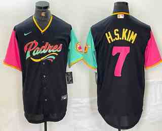 Men's San Diego Padres #7 Ha Seong Kim Black NEW 2023 City Connect Cool Base Stitched Jersey