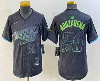 Youth Tampa Bay Rays #56 Randy Arozarena Number Charcoal 2024 City Connect Limited Stitched Jersey