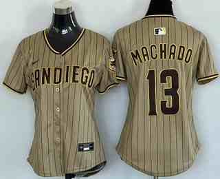Women's San Diego Padres #13 Manny Machado Khaki Limited Cool Base Jersey
