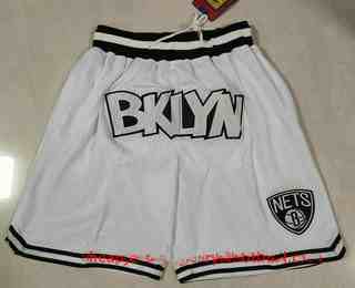 Men's Brooklyn Nets White Just Don Swingman Throwback Shorts