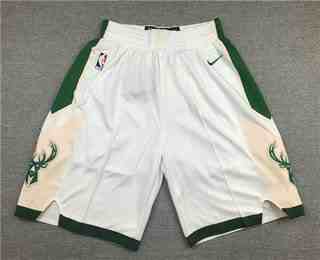 Men's Milwaukee Bucks White Stitched NBA Nike Swingman Shorts