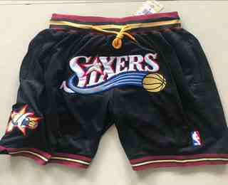 Men's Philadelphia 76ers 1999-00 Black Just Don Shorts Swingman Shorts
