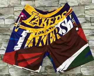 Men's Los Angeles Lakers Multi Color Hardwood Classics Soul Swingman Throwback Printed NBA Shorts