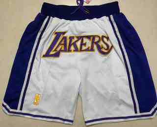 Men's Los Angeles Lakers White Gold NBA Just Don Swingman Throwback Shorts