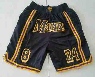 Men's Black Mamba #8 #24 Kobe Bryant Black Just Don Swingman Throwback Shorts