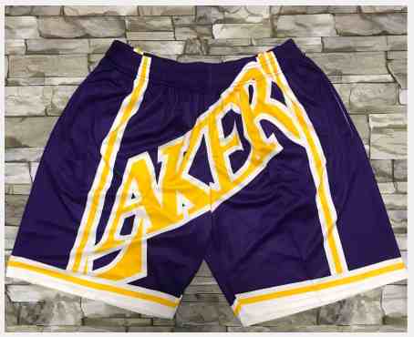 Men's Los Angeles Lakers Purple Big Face Mitchell Ness Hardwood Classics Soul Swingman Throwback  Shorts