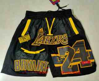 Men's Los Angeles Lakers #24 Kobe Bryant Black Golden Retired Commemorative Soul Swingman Shorts