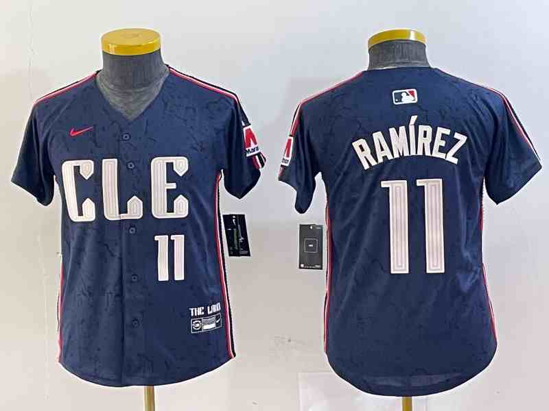 Youth Cleveland Guardians #11 Jose Ramirez Number Navy 2024 City Connect Limited Stitched Jersey