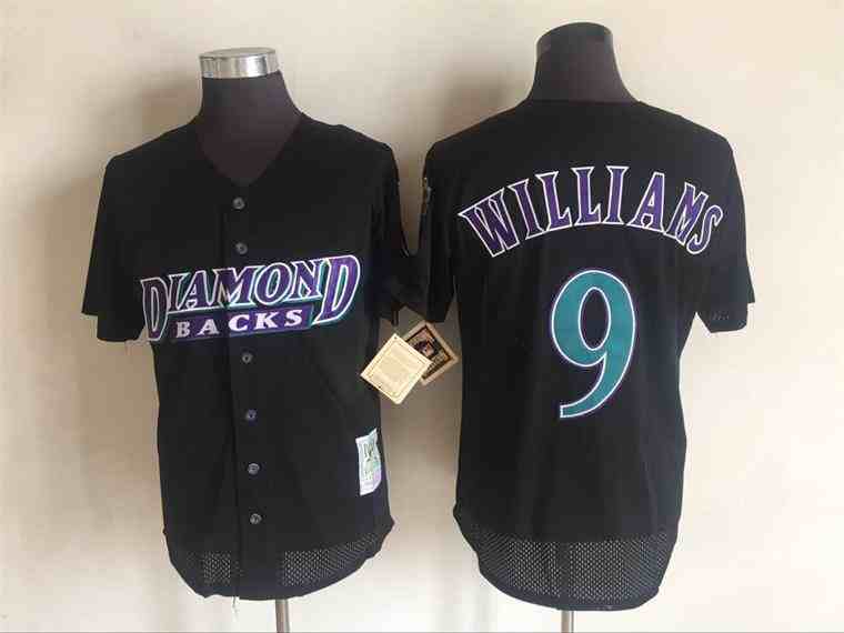 Men's Arizona Diamondbacks #9 Matt Williams Mitchell & Ness Black Cooperstown Collection Mesh Batting Practice Jersey_Jc