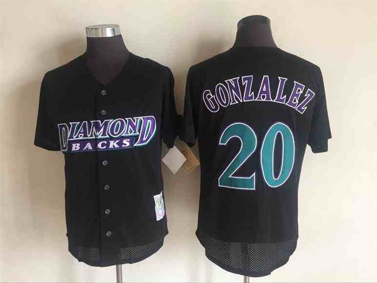Men's Arizona Diamondbacks #20 Luis Gonzalez Black  Throwback Stitched MLB Jersey_Jc