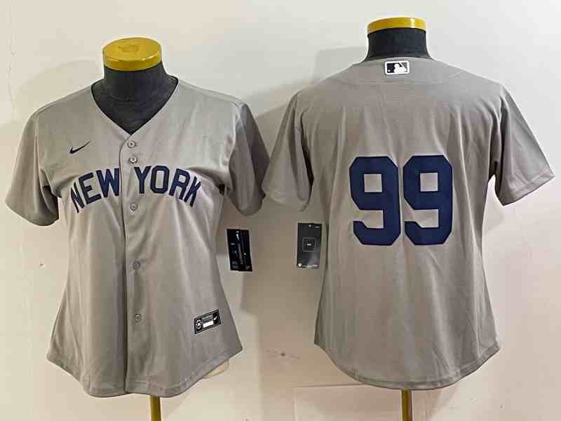 Women's New York Yankees #99 Aaron Judge 2021 Grey Field of Dreams Cool Base Stitched Jersey