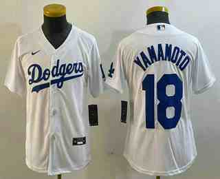 Women's Los Angeles Dodgers #18 Yoshinobu Yamamoto White Stitched Cool Base Nike Jersey