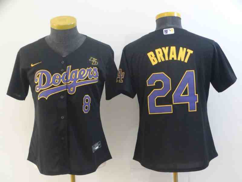 Women's Los Angeles  Dodgers #824 Kobe Bryant Women's BlackPurple 2020 KB Cool Base Jersey
