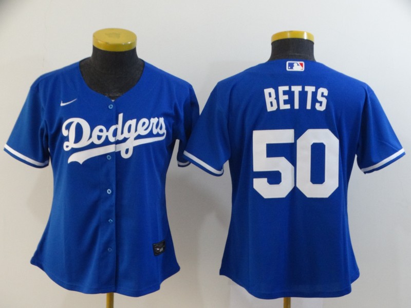 Women's Los Angeles Dodgers #50 Mookie Betts Royal  Cool Base Jersey