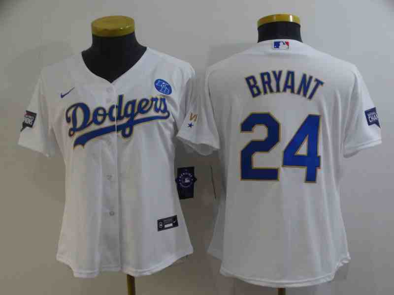 Women's Los Angeles  Dodgers #8 Kobe Bryant White Women Nike 2021 Gold Program KB Flexbase Jersey