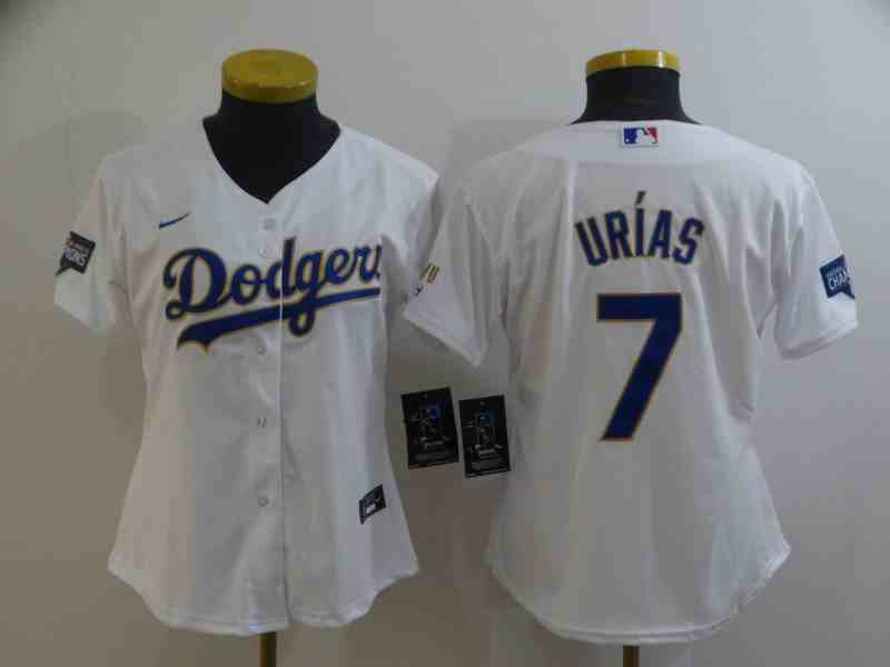 Women's Los Angeles Dodgers #7 Julio Urias White Nike 2021 Gold Program Cool Base Jersey