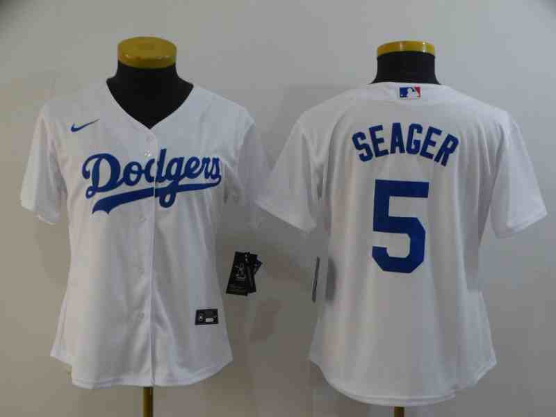 Women's Los Angeles Dodgers #5 Corey Seager White 2020 Cool Base Jersey