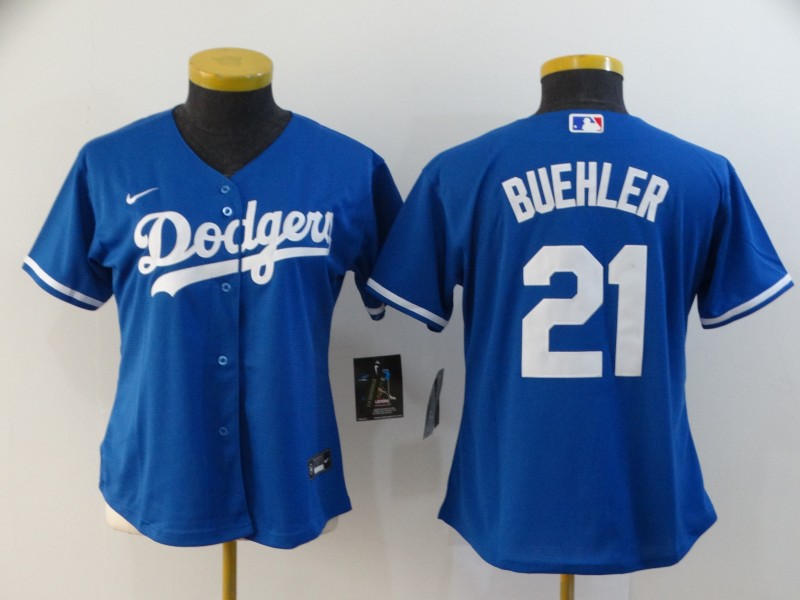 Women's Los Angeles Dodgers  #21 Walker Buehler Royal  Cool Base Jersey