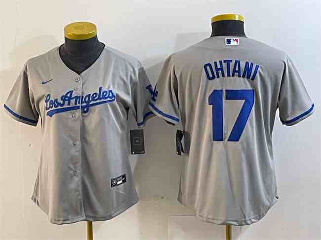 Women's Los Angeles Dodgers #17 Shohei Ohtani Gray Stitched Baseball Jersey