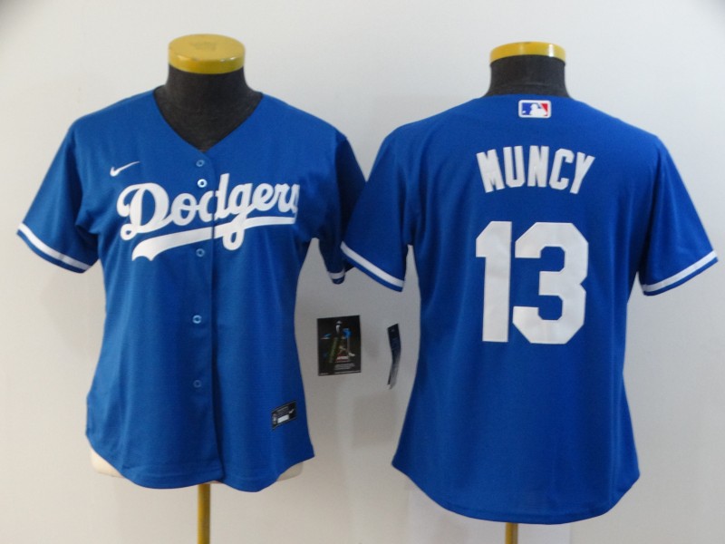 Women's Los Angeles Dodgers #13 Max Muncy Royal Blue Cool Base Jersey