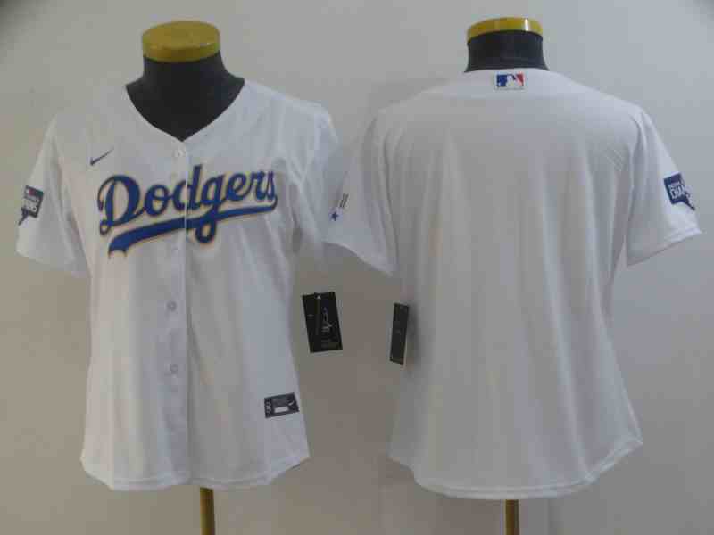 Women's Los Angeles  Dodgers White  Gold Program Cool Base Team Jersey
