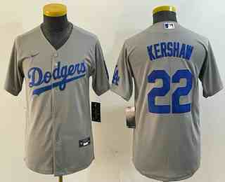 Women's Los Angeles Dodgers #22 Clayton Kershaw Grey Stitched Cool Base Nike Jersey