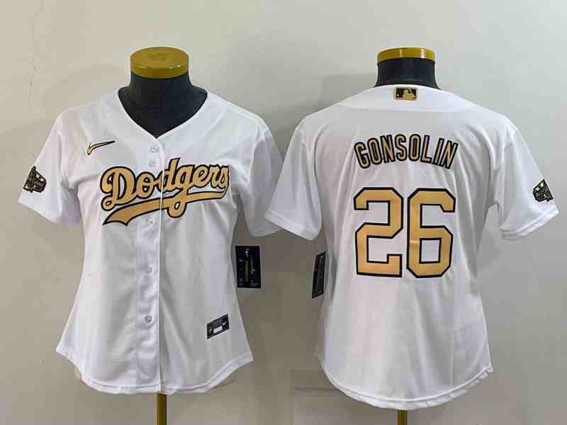 Women's Los Angeles Dodgers #26 Tony Gonsolin 2022 All-Star White Stitched Baseball Jersey1