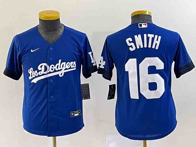 Youth Los Angeles Dodgers #16 Will Smith Blue Stitched Cool Base Nike Jersey