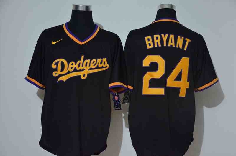 Dodgers 24 Kobe Bryant Black Nike Throwback Cool Base Jerseys