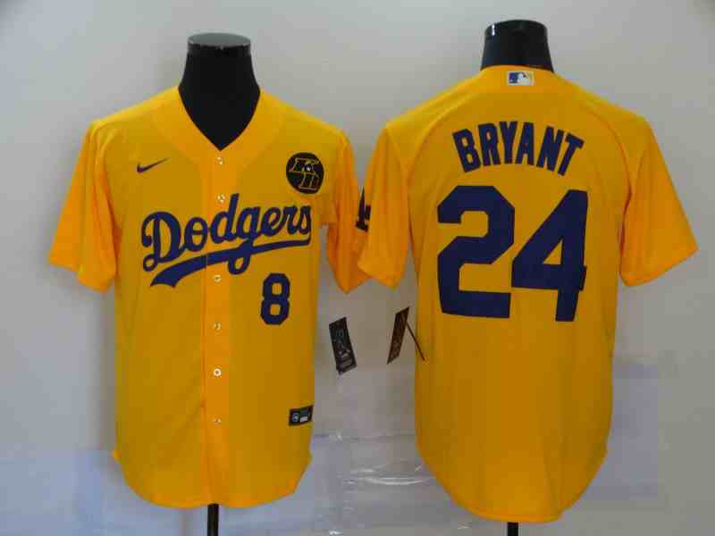 Men's Los Angeles Dodgers Orange #24 Kobe Bryant 2020 KB Patch Game Jersey