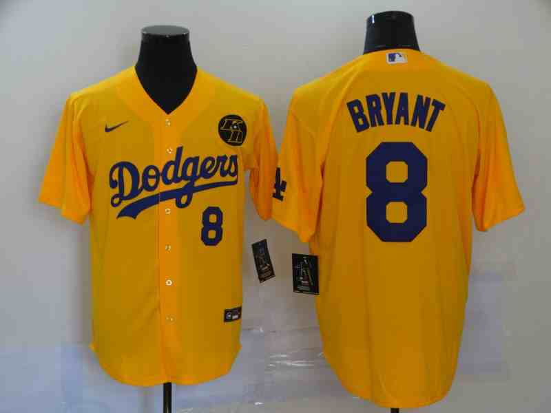 Men's Los Angeles Dodgers Orange #8 Kobe Bryant 2020 KB Patch Game Jersey