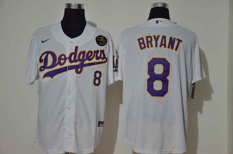 Dodgers 8 Kobe Bryant White 2020 Nike KB Cool Base Jerseys