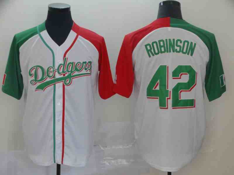 Men's Los Angeles Dodgers #42 Jackie Robinson White Mexican Heritage Culture Night Jersey Mexico
