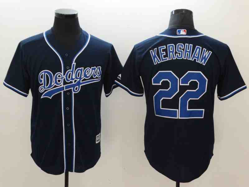 Men's Los Angeles Dodgers #22 Clayton Kershaw Navy Cool Base Jersey