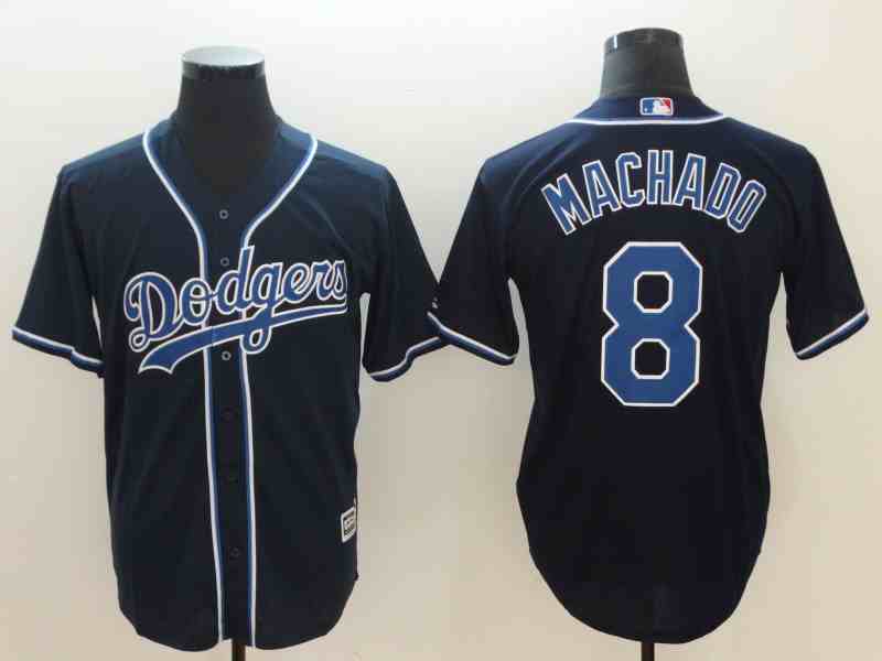 Men's Los Angeles Dodgers #8 Manny Machado Navy Cool Base Jersey