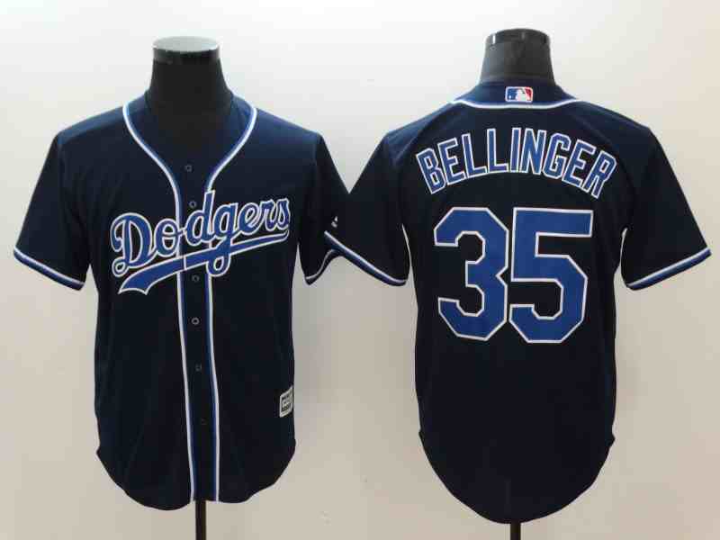 Men's Los Angeles Dodgers #35 Cody Bellinger Navy Cool Base Jersey
