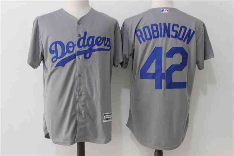 Men's Los Angeles Dodgers #42 Jackie Robinson Gray Cool Base Jersey