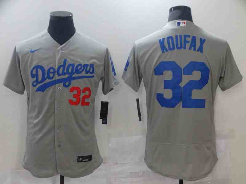 Men's Los Angeles Dodgers #32 Koufax Grey Elite 2021 Nike MLB Jersey