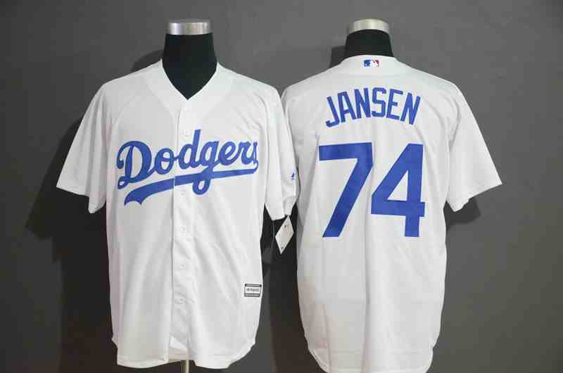 Men's Los Angeles Dodgers #74 Kenley Jansen White Cool Base Jersey
