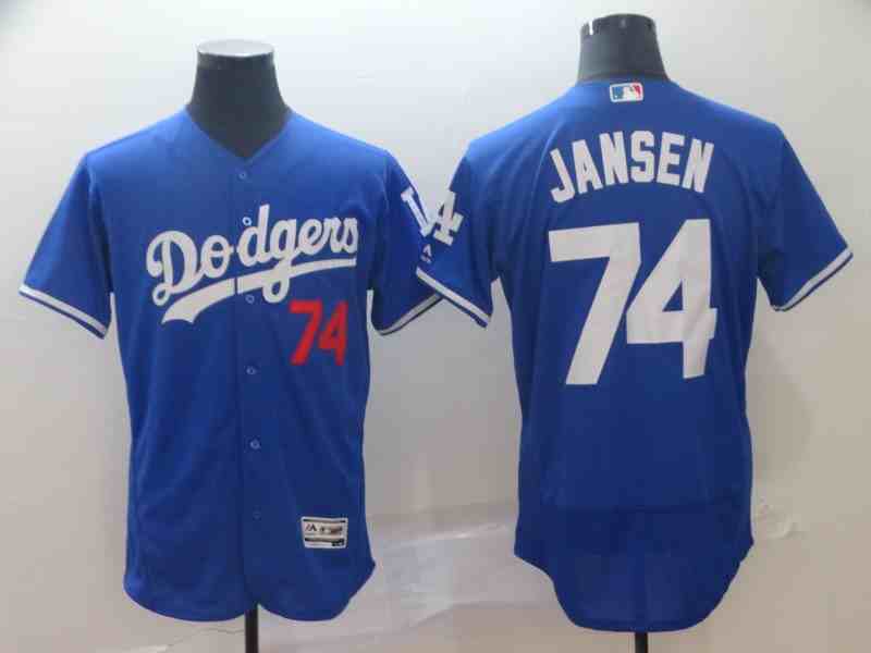 Men's Los Angeles Dodgers #74 Kenley Jansen Royal Flexbase Jersey